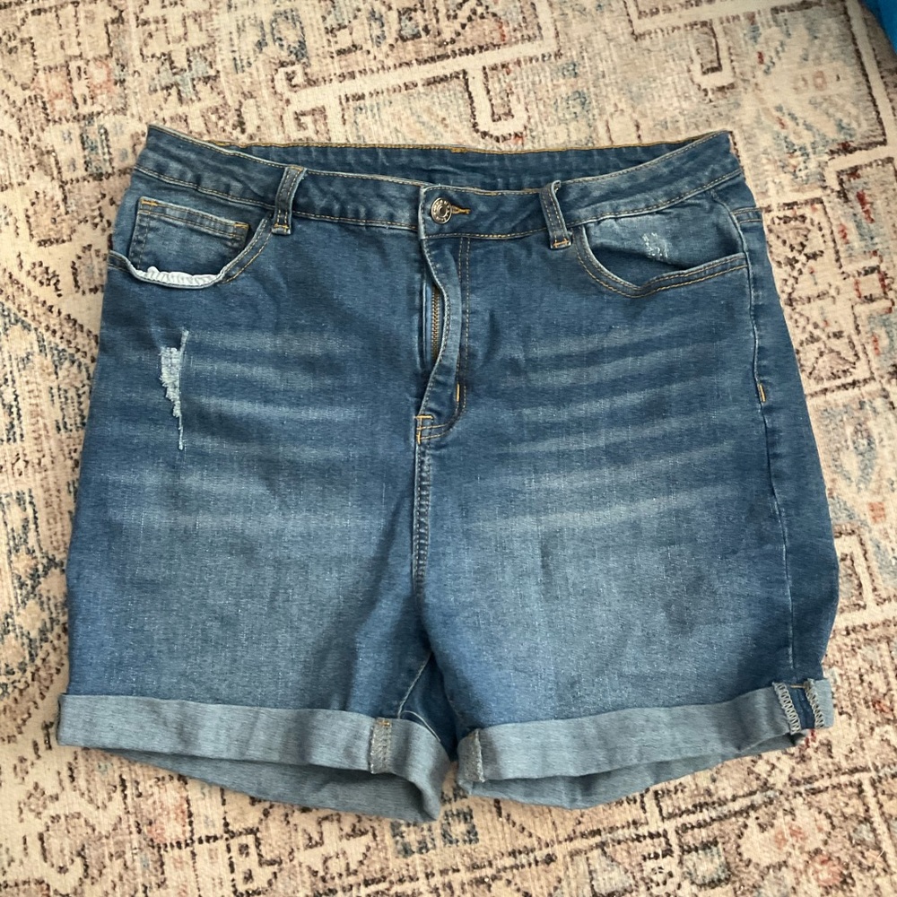 Shein high waisted cuffed jean shorts